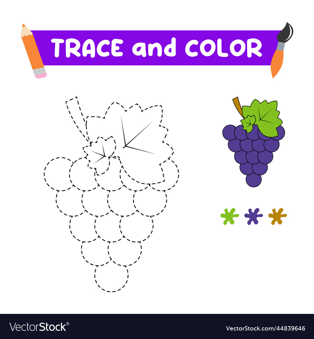 Coloring book for children with grapesa workbook Vector Image