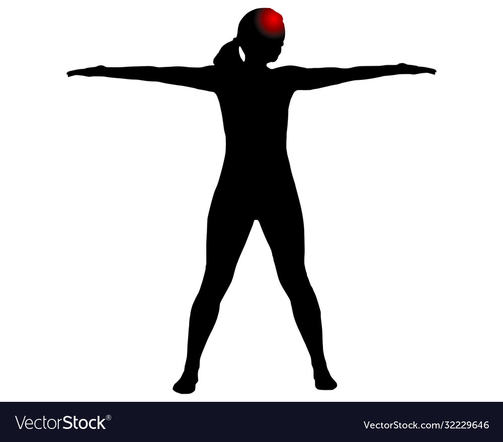 Front view woman with symbol for headache