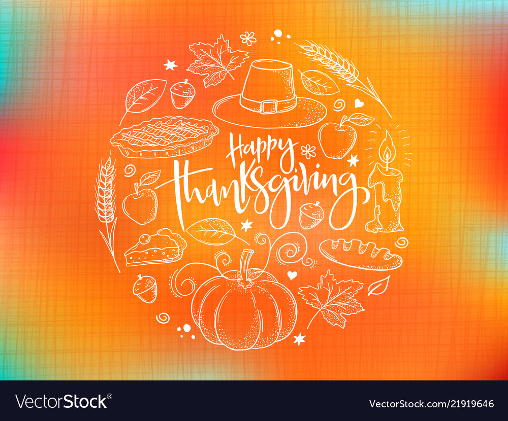 Greeting thanksgiving banner with hand