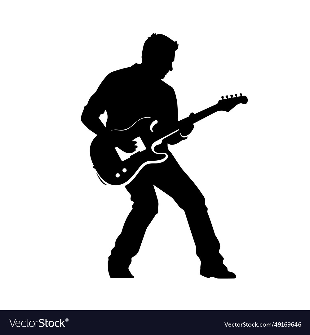 Guitarist black icon on white background Vector Image