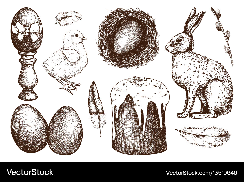 Happy easter day design elements Royalty Free Vector Image