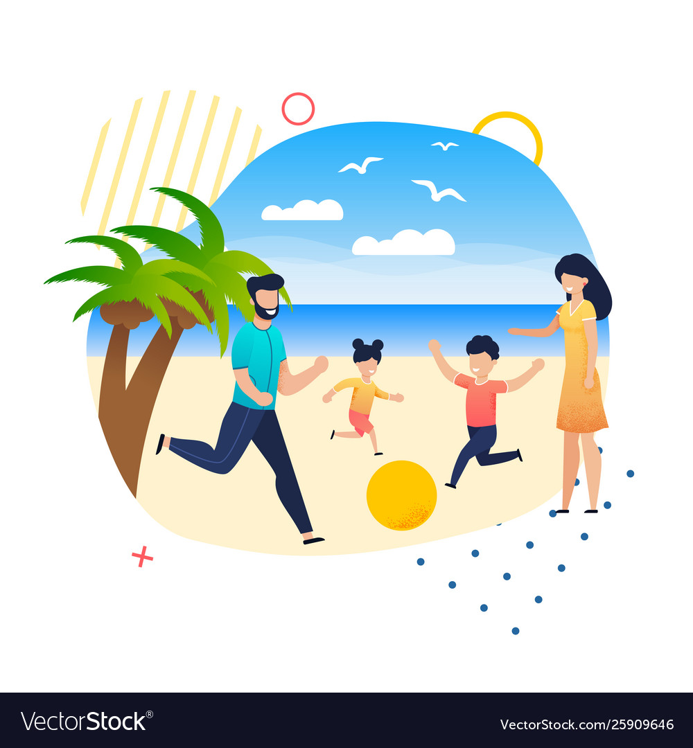 Happy family leisure on summer vacation at beach