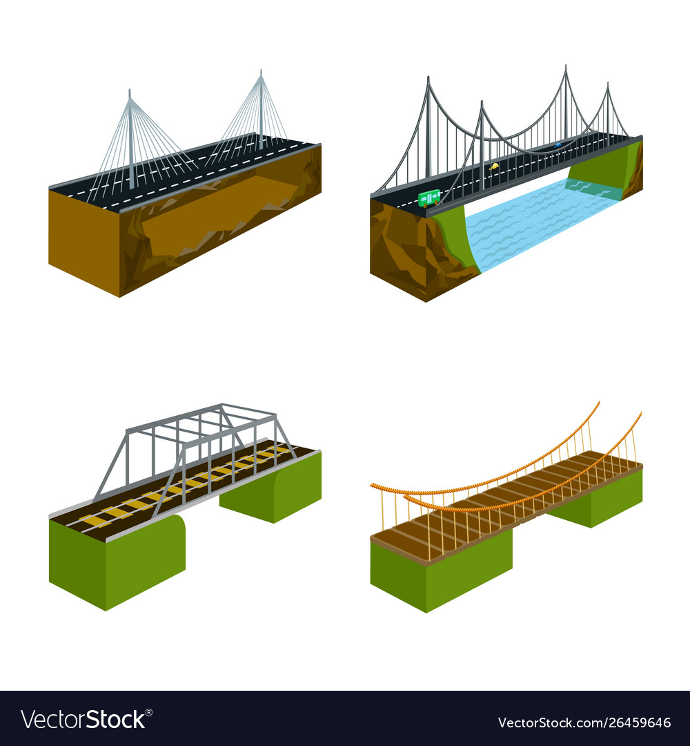 Isolated object bridgework and architecture vector image Isolated object bridgework and architecture