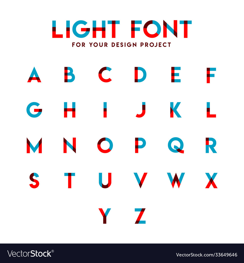 Light font set alphabetic template design vector image Light font set alphabetic template design