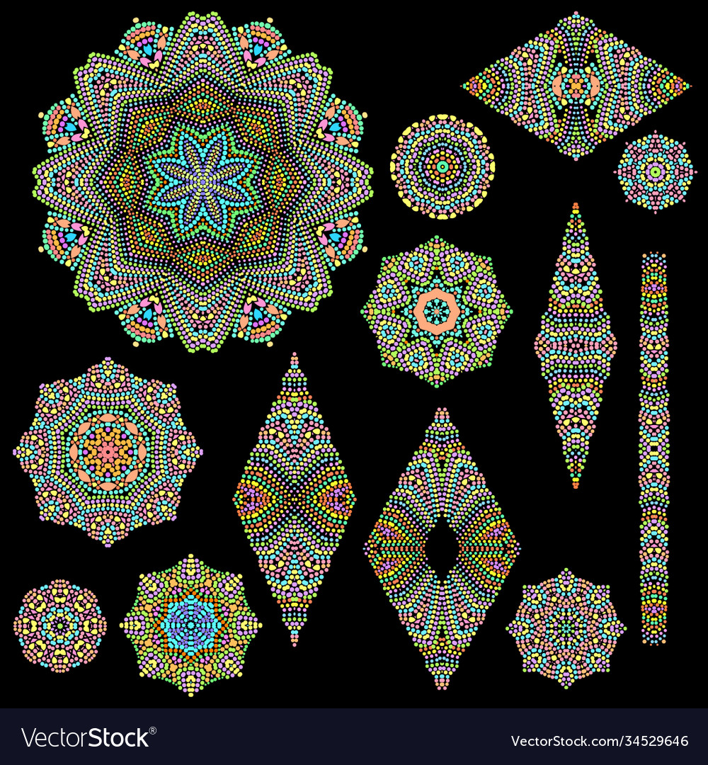 Mosaic patterns - set stencil vector image Mosaic patterns - set stencil