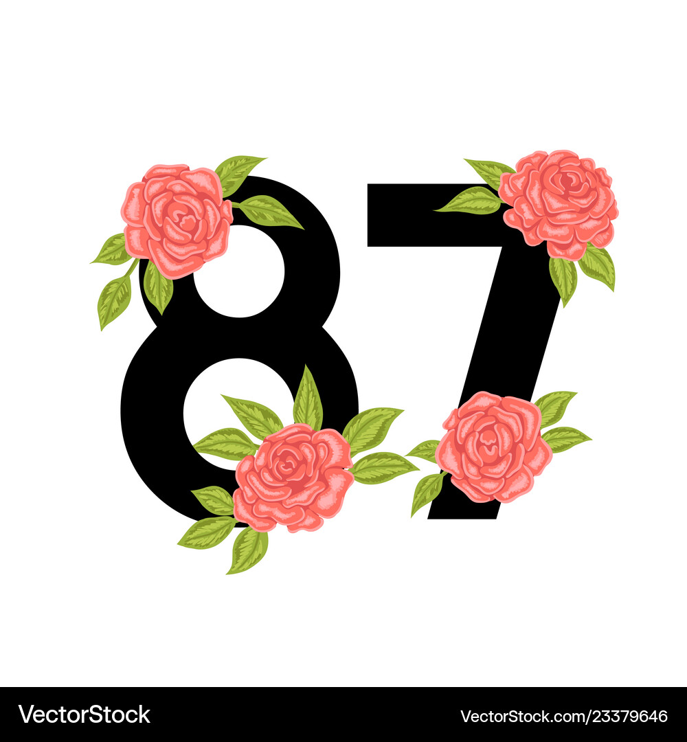 Number with roses for tshirt Royalty Free Vector Image