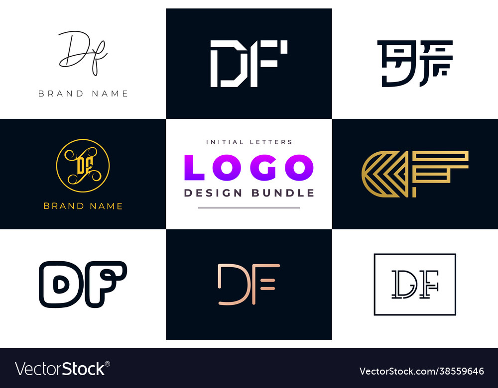 Set collection initial letters df logo design