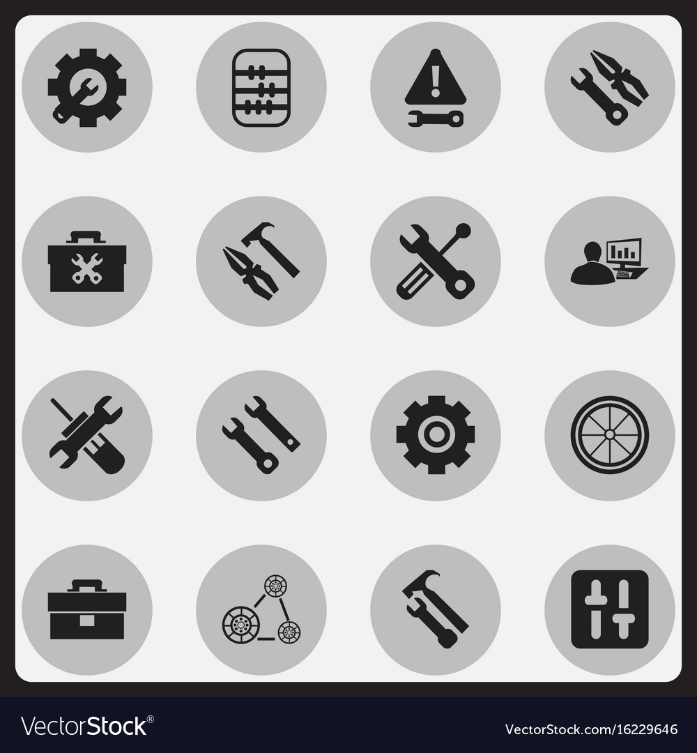 Set of 16 editable mechanic icons includes
