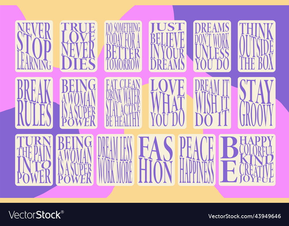 Set of inscription motivate poster stylish hand vector image Set of inscription motivate poster stylish hand