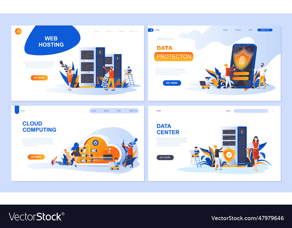 Set of landing page template for hosting data