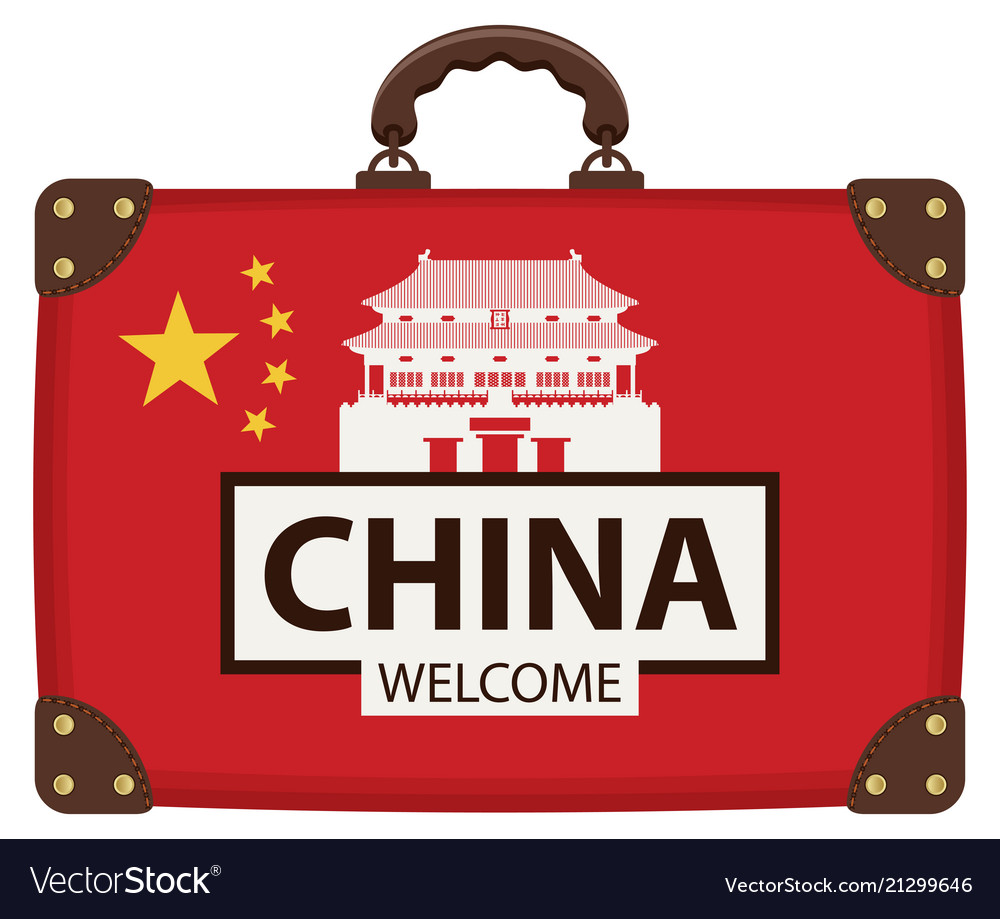 Suitcase in colors of chinese flag Royalty Free Vector Image