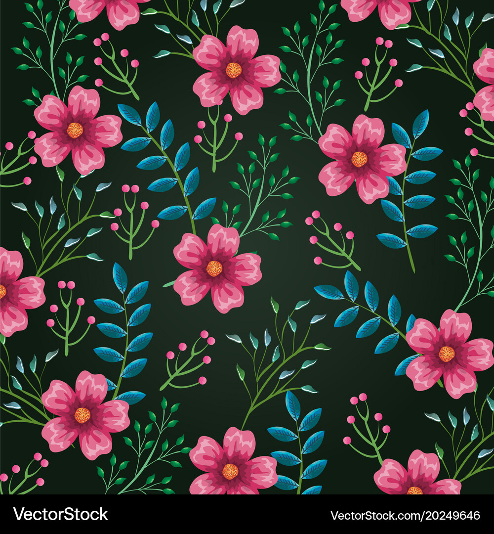 Tropical and exotics flowers leafs Royalty Free Vector Image