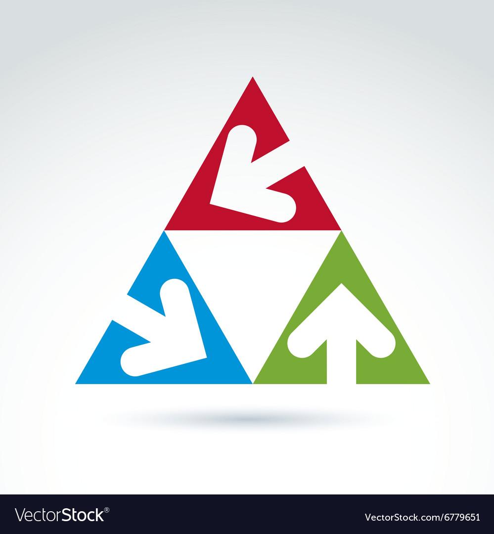 Abstract emblem with three multidirectional arrows