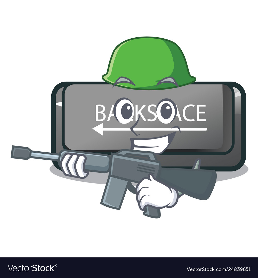 Army button backspace isolated in mascot Vector Image Army button backspace isolated in mascot