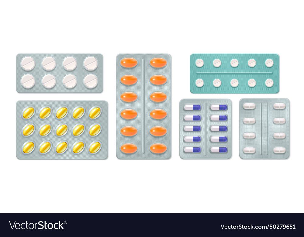 Blister packs with pills and capsules Royalty Free Vector