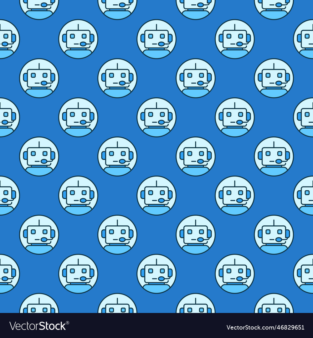 Circle with robot chatbot colored seamless pattern vector image Circle with robot chatbot colored seamless pattern