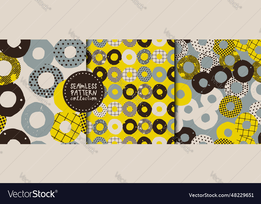 Colorful set with seamless patterns circles vector image Colorful set with seamless patterns circles