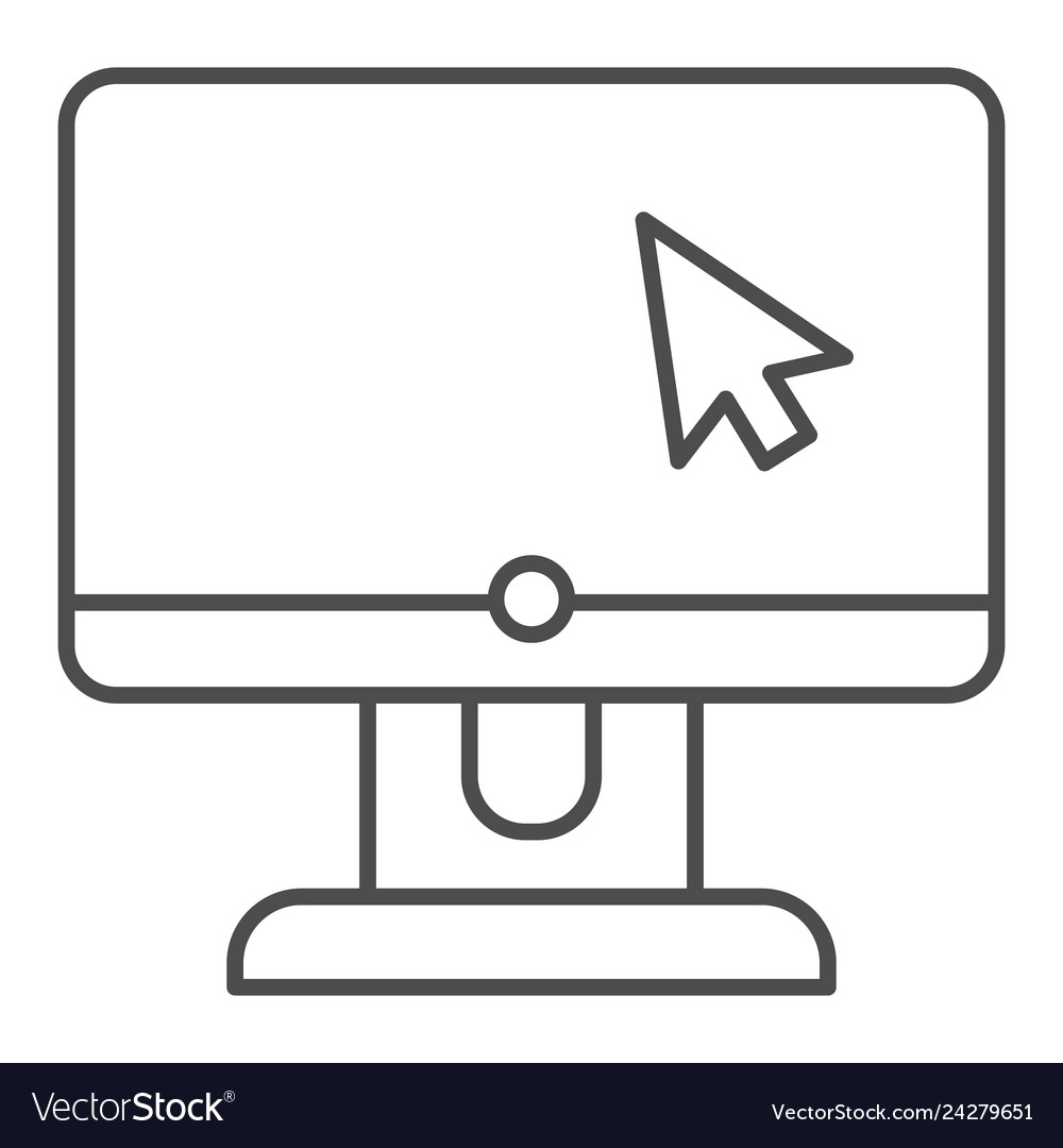 Cursor on monitor thin line icon desktop screen