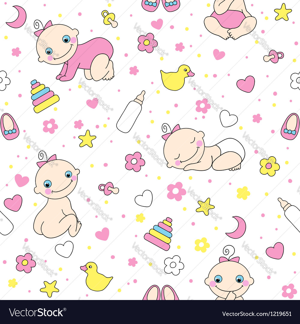 Cute Baby Girl Seamless Pattern