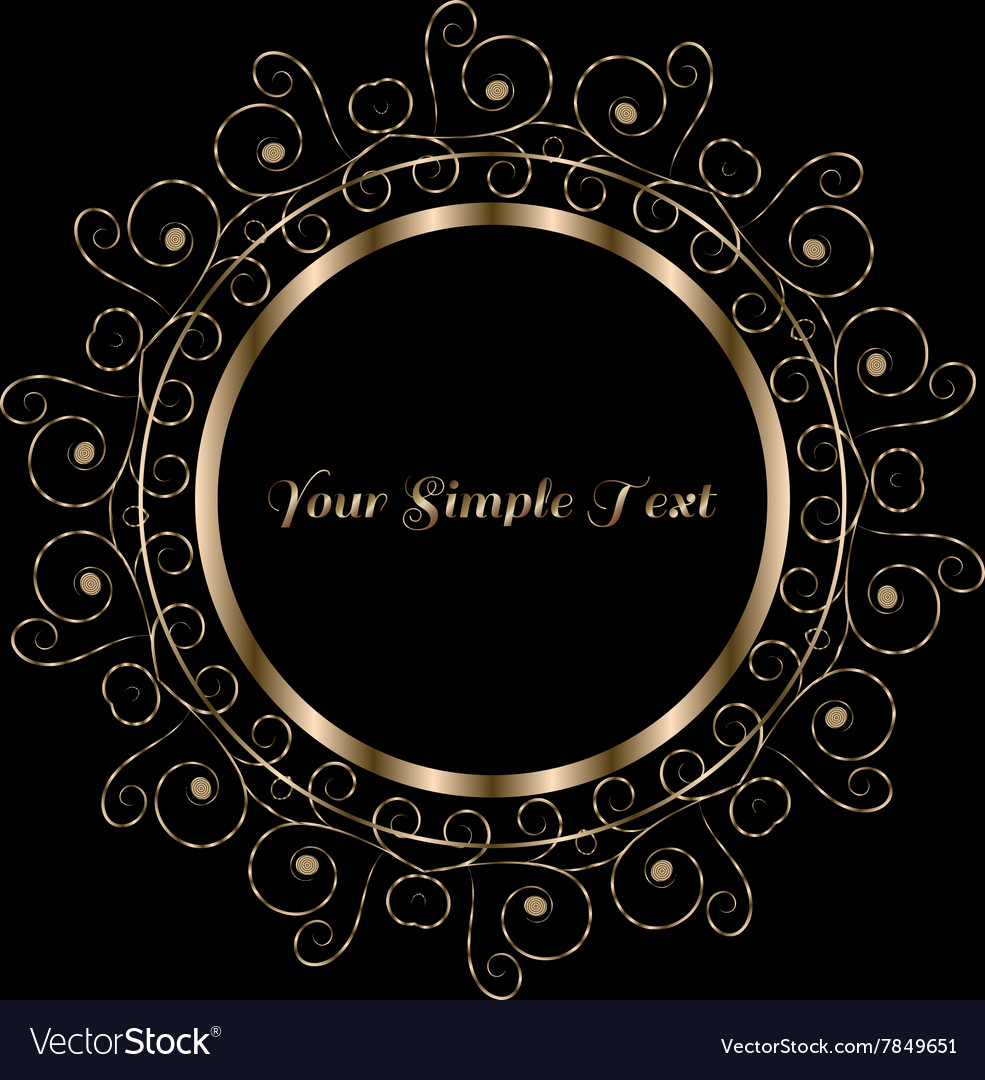 Frame with gold pattern on circle for you text