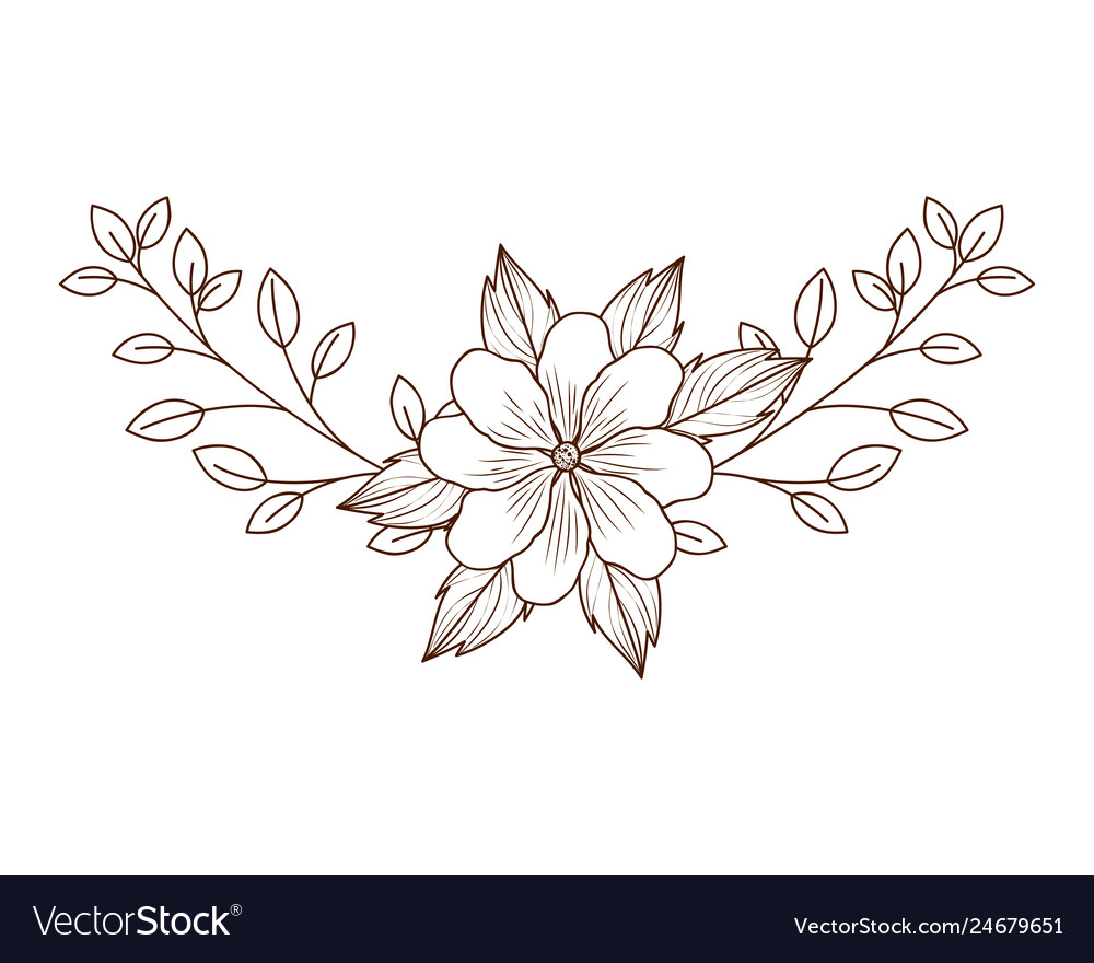 Garland with flowers and leafs isolated icon Vector Image