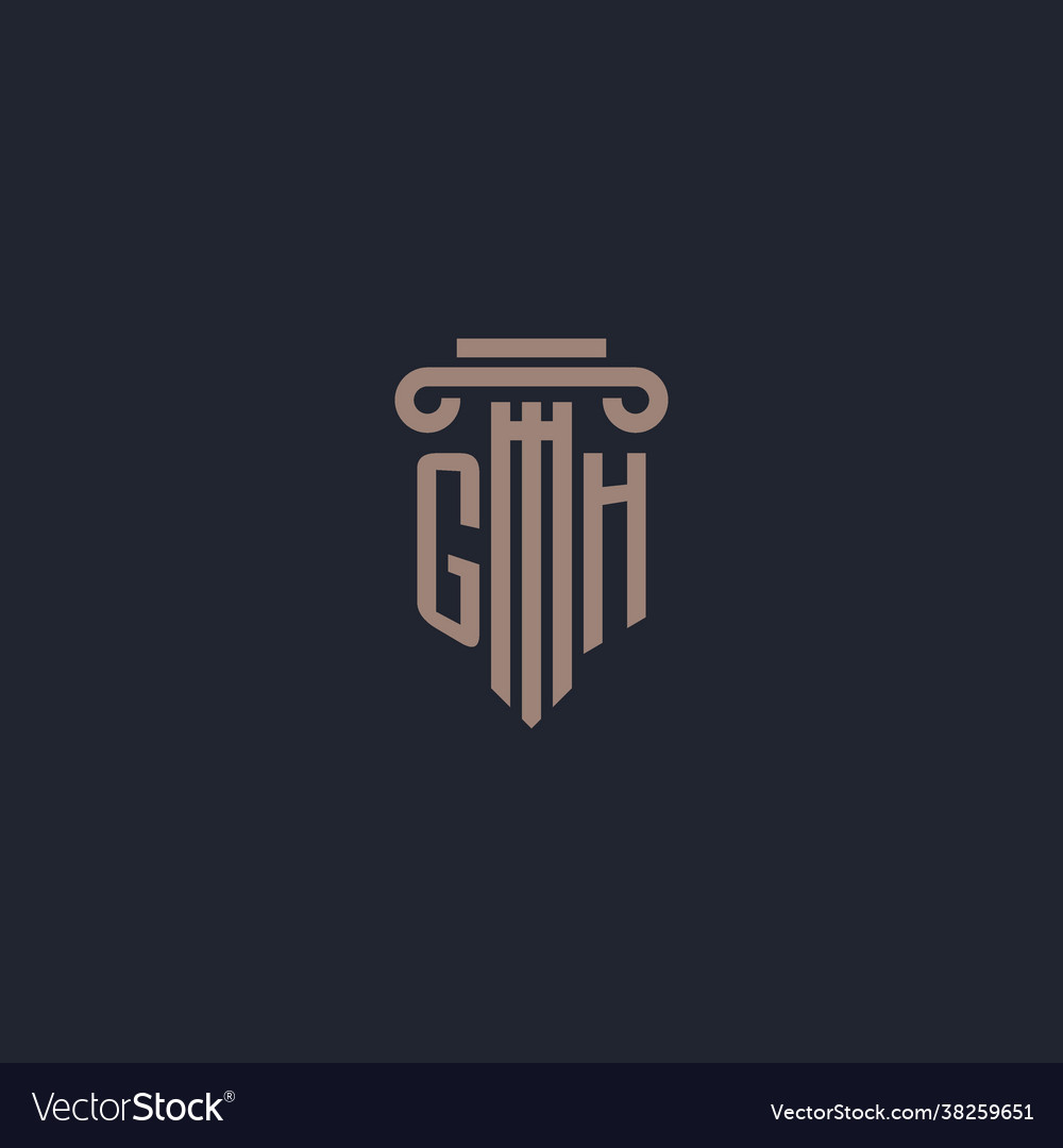 Gh initial logo monogram with pillar style design