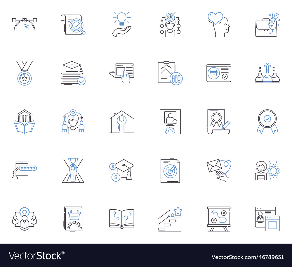 Instruction line icons collection guide tutorial vector image Instruction line icons collection guide tutorial