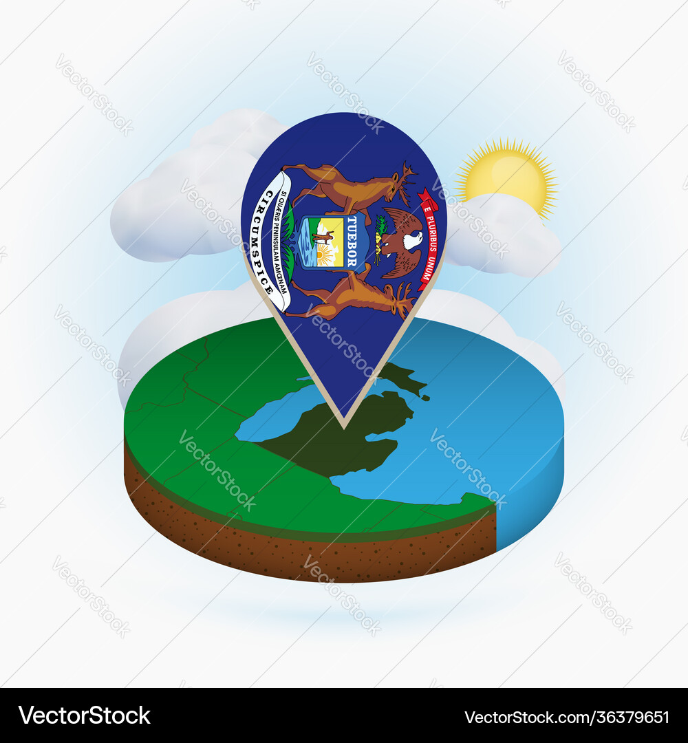 Isometric round map us state michigan Royalty Free Vector