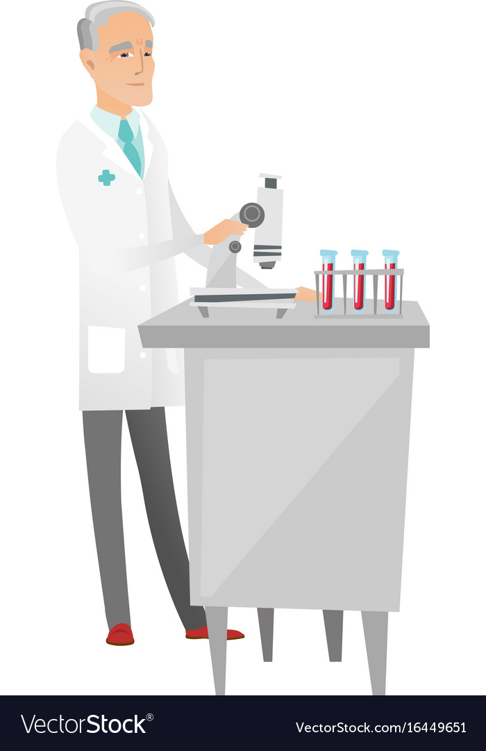Laboratory assistant working with microscope