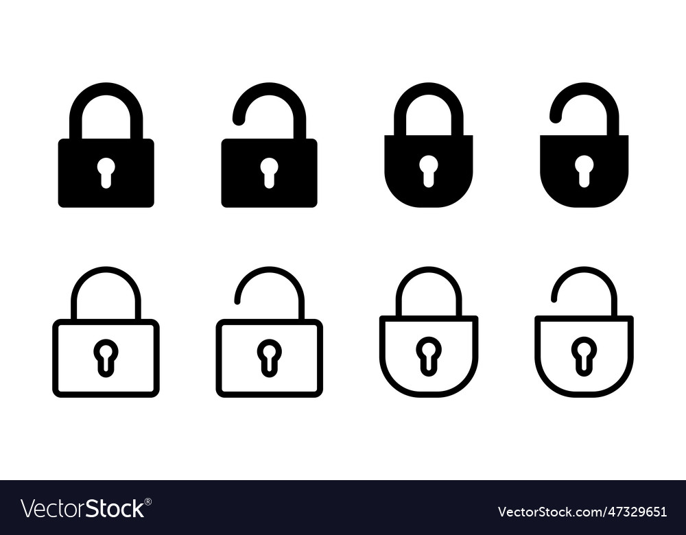Lock icon set padlock encryption