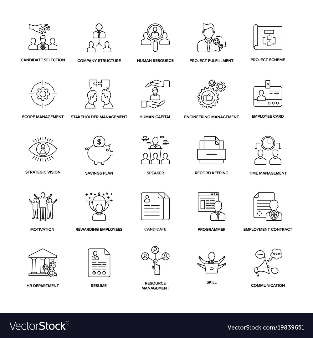 Project management line icon pack Royalty Free Vector Image