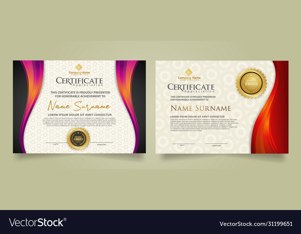Set modern certificate template with flow lines vector image Set modern certificate template with flow lines