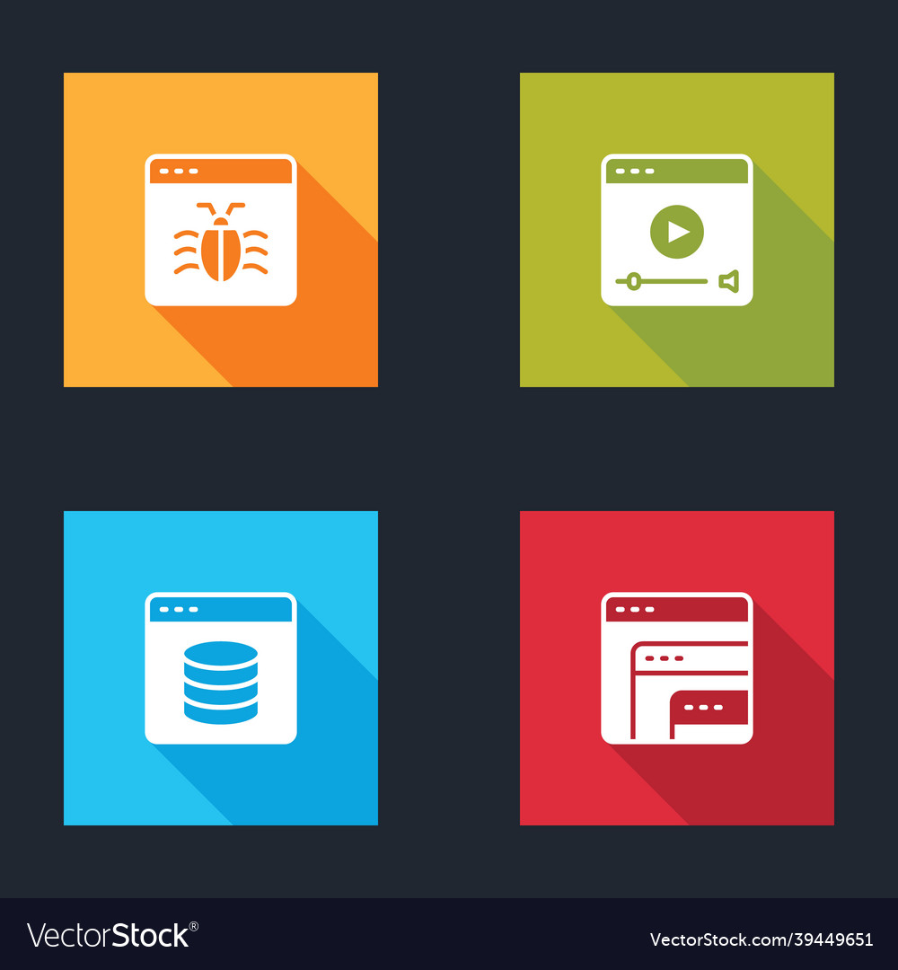 Set system bug online play video server data vector image Set system bug online play video server data