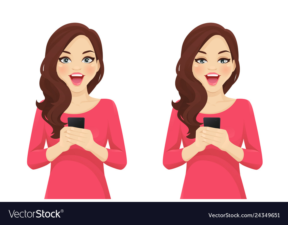 Surprised woman with phone Royalty Free Vector Image