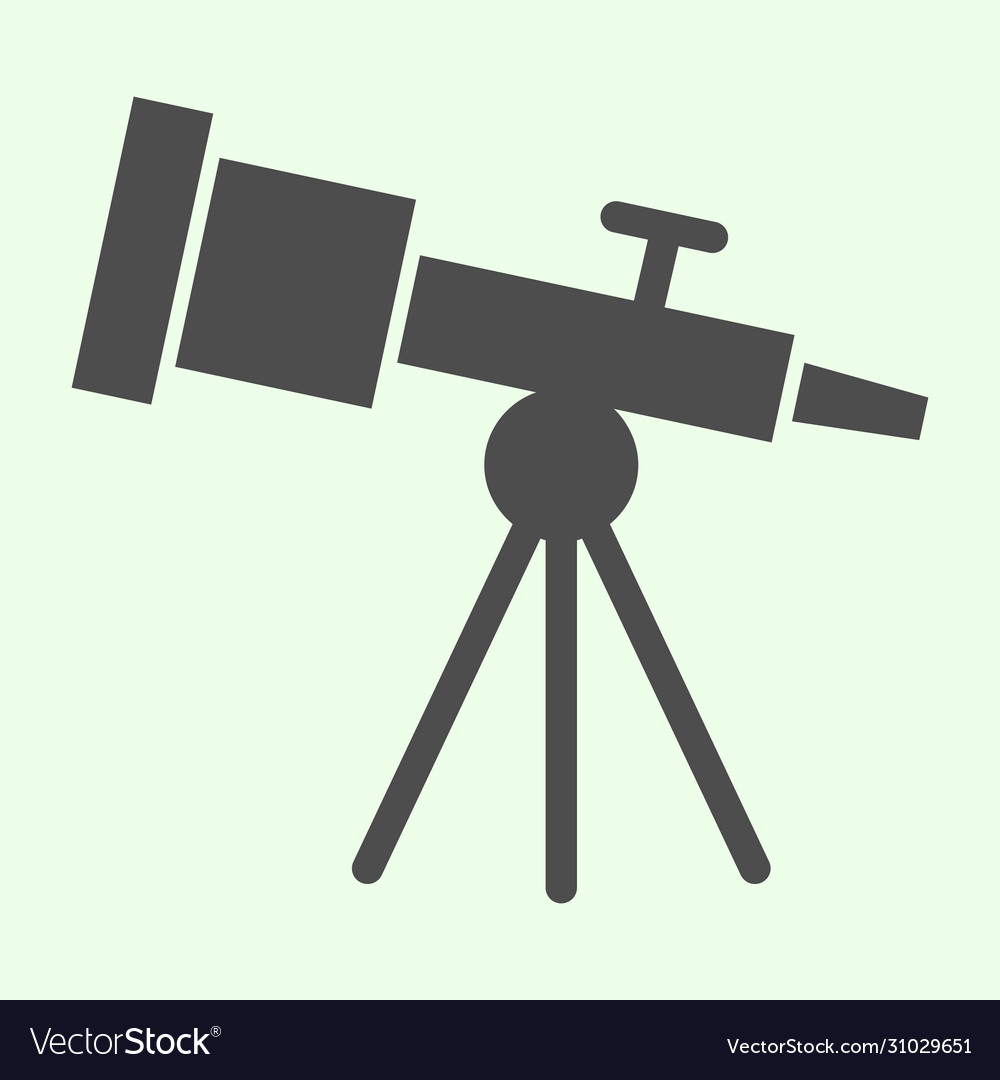 Telescope solid icon astronomy telescopes observe vector image Telescope solid icon astronomy telescopes observe