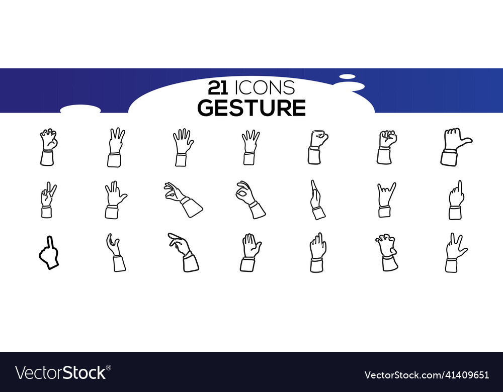 Touch screen gestures icons in thin line style