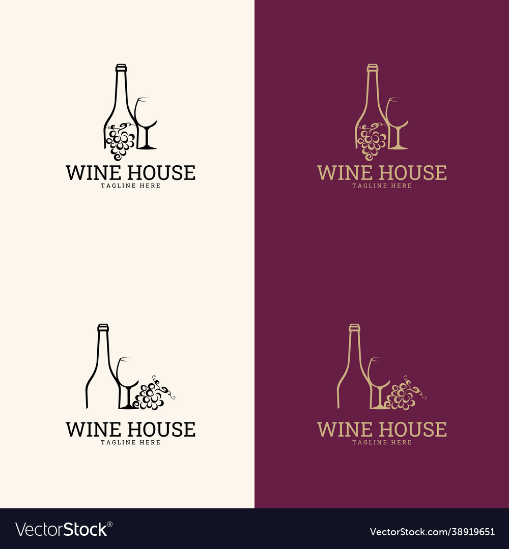 Wine logo design template icon for restaurant menu