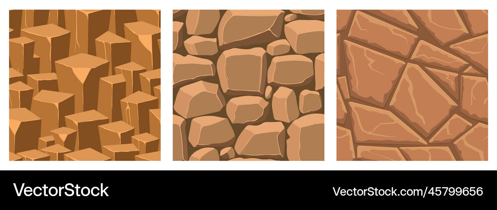 Cartoon game textures rocks dirt and ground Vector Image