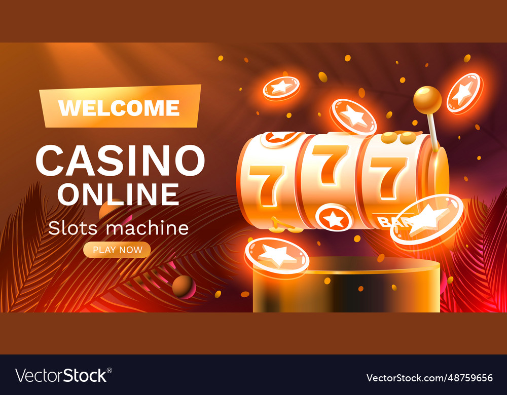 Free Slots banner, online gambling casino games poster with slot