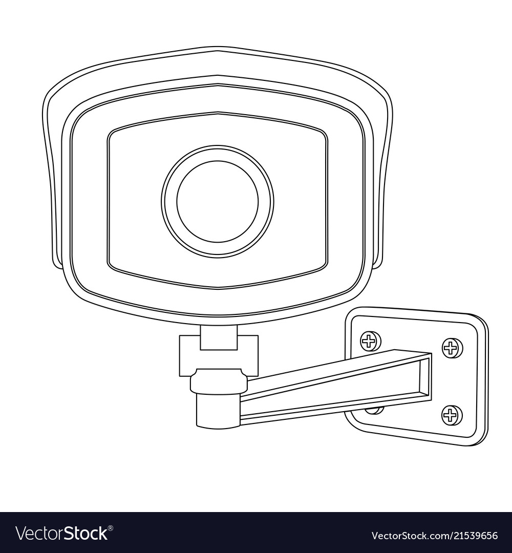 Cctv security camera front view outline drawing