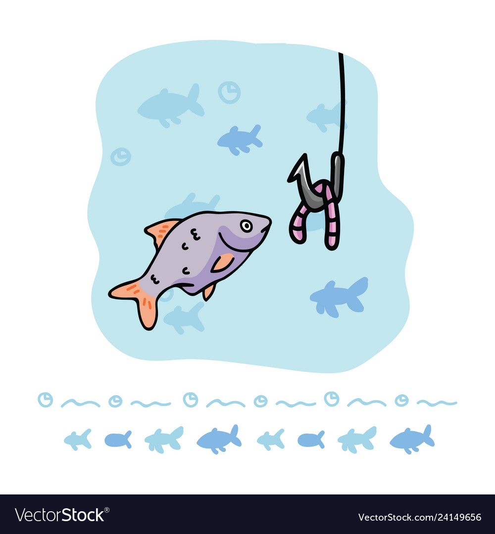 Cute roach fishing cartoon vector image Cute roach fishing cartoon