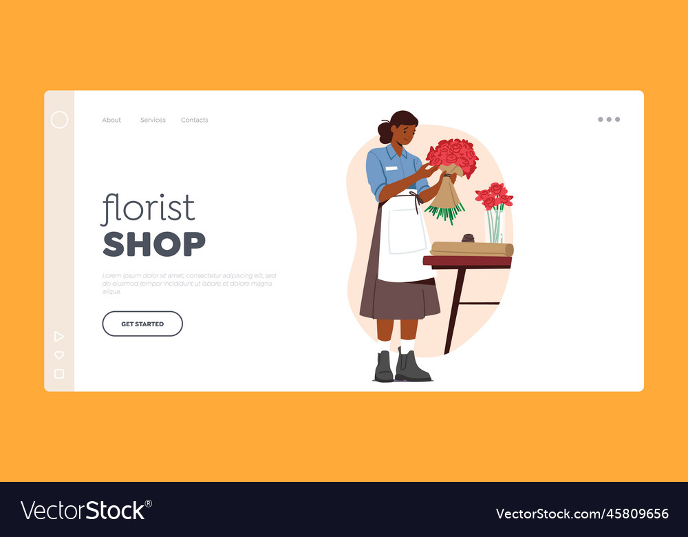 Florist shop landing page template flower shop Vector Image