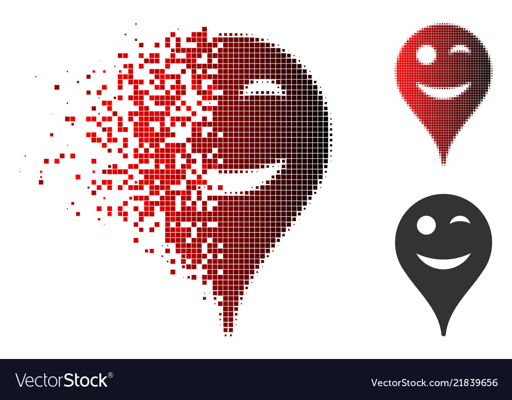 Fragmented Pixelated Wink Map Marker