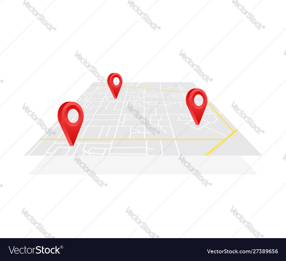 Gps navigator pointer on city map from place vector image Gps navigator pointer on city map from place