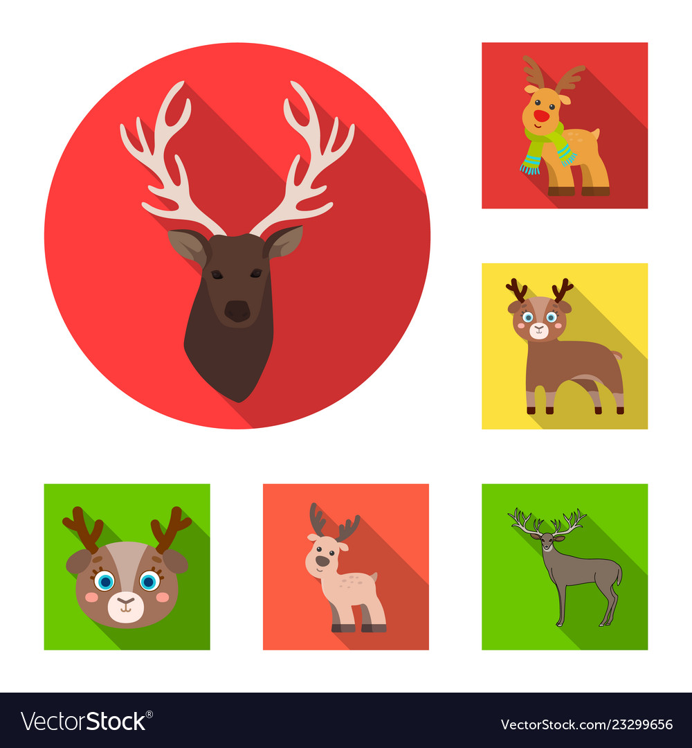 Isolated object of elk and head icon collection