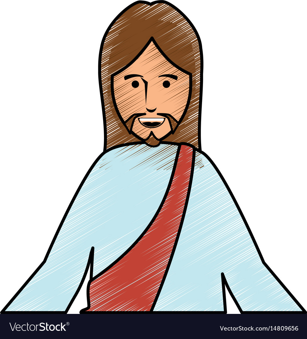 Jesuschrist face cartoon Royalty Free Vector Image