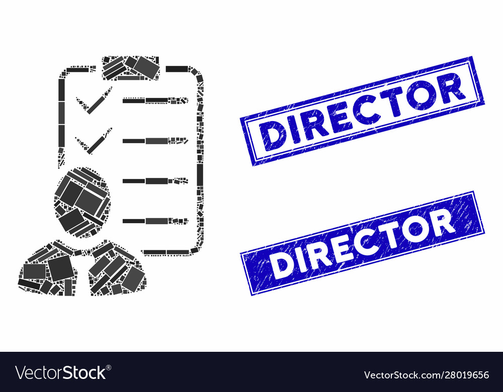 Manager check list mosaic and distress rectangle vector image Manager check list mosaic and distress rectangle
