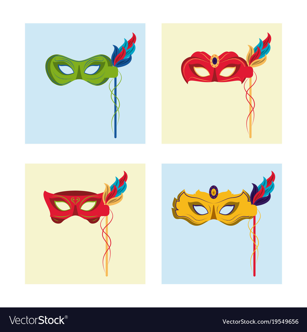 Mardi gras masks icons Royalty Free Vector Image