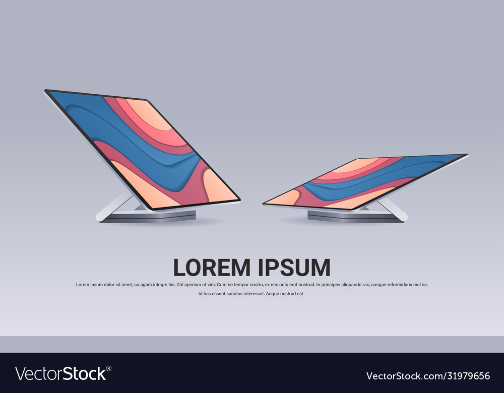 Modern computer monitor with colored screen Vector Image Modern computer monitor with colored screen