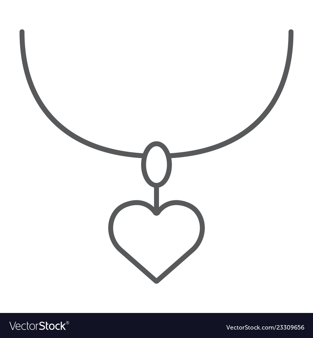 Necklace with heart thin line icon jewelry